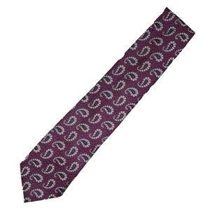3/$25 Ferrell Reed 100% Silk Handmade Burgundy & Tan Paisley Tie